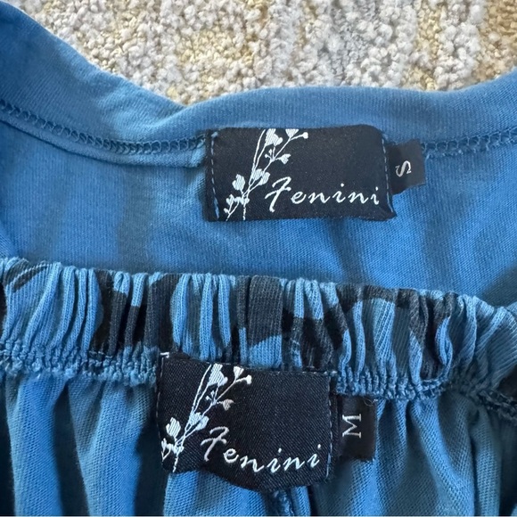 Fenini matching set lagenlook long sleeve pull on balloon pants blue medium - Picture 5 of 12